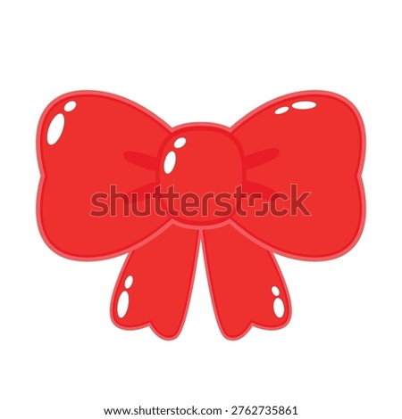 Jelly Red bow isolated. Beautiful Red bow drawn in cartoon style.