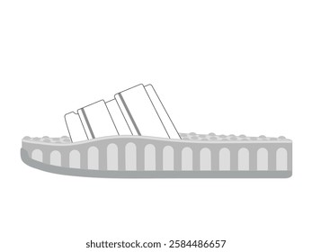 Jelly slide sandals design technical flat sketch vector mockup template.