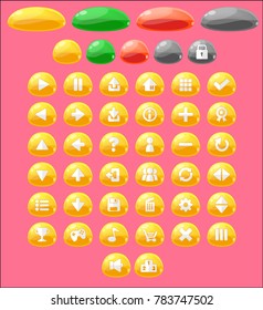 Jelly themed game buttons for creating casual & puzzle games