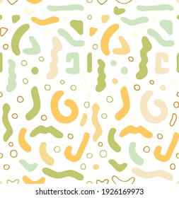 Jelly worms. Cute flat background for baby clothes, bed linen, packaging. Hand drawing in colored Doodle style. Vector illustration. Vector EPS 10