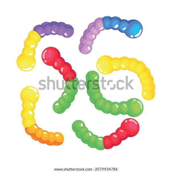 Jelly Worms Set Cartoon Gummy Candies Stock Vector (Royalty Free ...