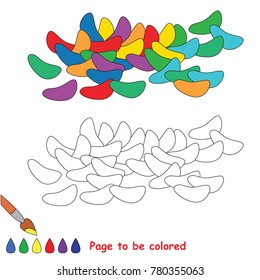 Jellybeans to be colored, the coloring book for preschool kids with easy educational gaming level.