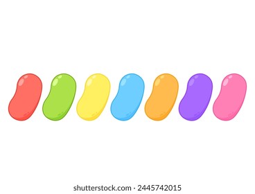 Jellybeans isolated on white background, close up. Jellybeans vector set.