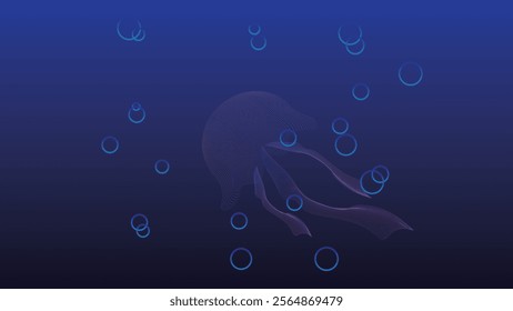 Jellyfish abstract wavy object on black background. Vector illustration design. Eps 10. 