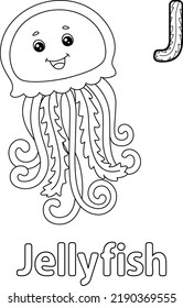 Jellyfish Alphabet ABC Coloring Page J