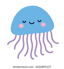 Jellyfish animal flashcard for kids vector illustration. Letters J is for jellyfish. Fun animal worksheets printable for kids activity. Jellyfish vector.