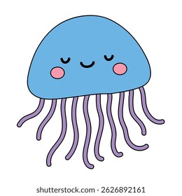 Jellyfish animal flashcard for kids vector illustration. Letters J is for jellyfish. Fun animal worksheets printable for kids activity. Jellyfish vector.