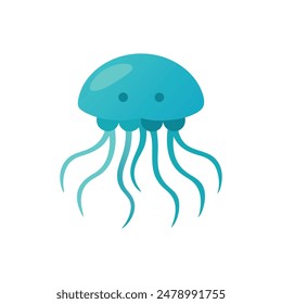 Jellyfish Animal isolated flat vector illustration on white background