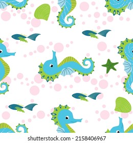 Jellyfish animals bright seamless patterns. Seamless pattern with detailed jellyfish. cute hand drawn fishes and jellyfishes in doodle style. Trendy nursery background.