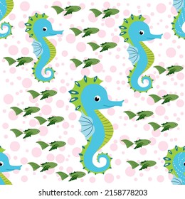 Jellyfish animals bright seamless patterns. Seamless pattern with detailed jellyfish. cute hand drawn fishes and jellyfishes in doodle style. Trendy nursery background.