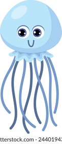 Jellyfish baby cartoon icon. Marine life character