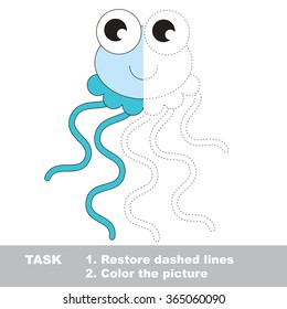Jellyfish to be colored. Vector trace game. 