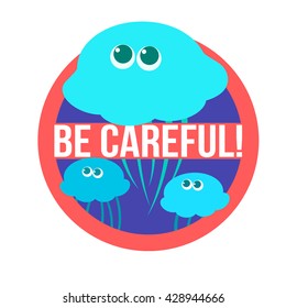 Jellyfish beach warning sign.