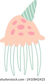 Jellyfish Con Ilustración Del Vector De Sombrero De Cumpleaños