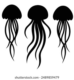 Jellyfish black silhouette vector illustraiton