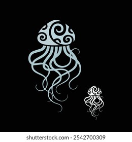 Jellyfish black silhouette vector image