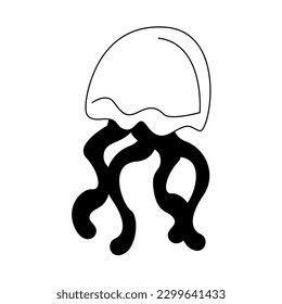 jellyfish. black and white illustration of a jellyfish.
