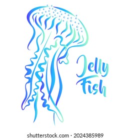 Jellyfish calligraphic drawing tattoo design