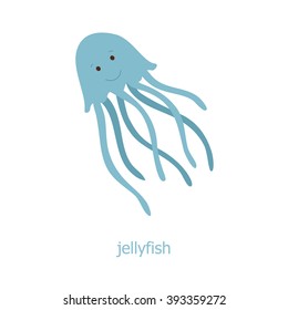 Jellyfish. Cartoon character. The sea jelly of the Australia. Wild animal. Marine life. 