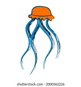 Jellyfish cartoon illustration. Isolated on white background.