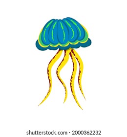 Jellyfish cartoon illustration. Isolated on white background.