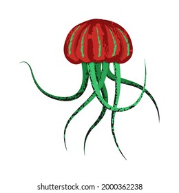 Jellyfish cartoon illustration. Isolated on white background.