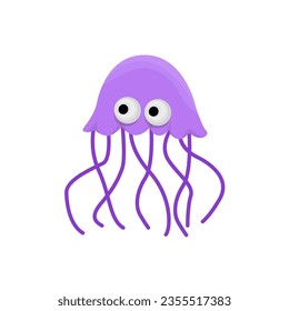 Jellyfish cartoon illustration in purple