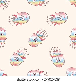 jellyfish cartoon , cartoon seamless pattern background