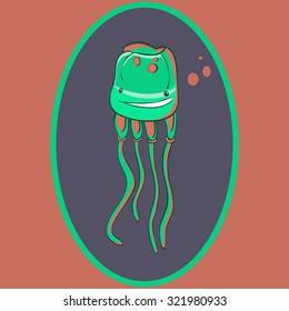 Jellyfish cartoon sticker