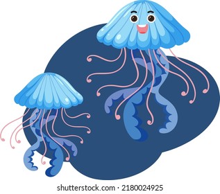 Jellyfish in cartoon style illustration