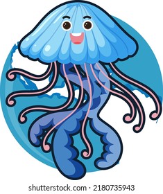 Jellyfish in cartoon style illustration