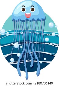 Jellyfish in cartoon style illustration