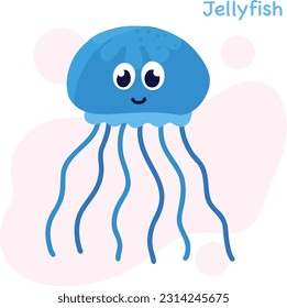 Jellyfish in cartoon style. Kids illustration