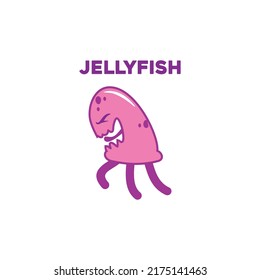 jellyfish character icon or logo vector design
