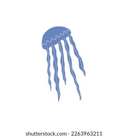 Jellyfish Character sea animal on deep background. Wild life illustration. Vector illustration.