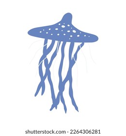 Jellyfish Character sea animal on deep background. Wild life illustration. Vector illustration.