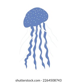 Jellyfish Character sea animal on deep background. Wild life illustration. Vector illustration.
