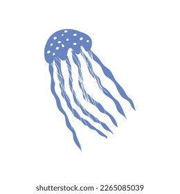 Jellyfish Character sea animal on deep background. Wild life illustration. Vector illustration.