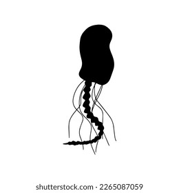 Jellyfish Character sea animal on deep background. Wild life illustration. Vector illustration.