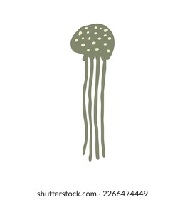 Jellyfish Character sea animal on deep background. Wild life illustration. Vector illustration.