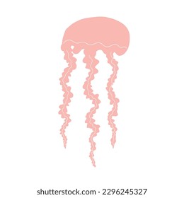 Jellyfish Character sea animal on deep background. Wild life illustration. Vector illustration.