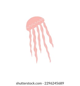Jellyfish Character sea animal on deep background. Wild life illustration. Vector illustration.