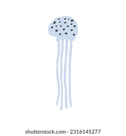 Jellyfish Character sea animal on deep background. Wild life illustration. Vector illustration.