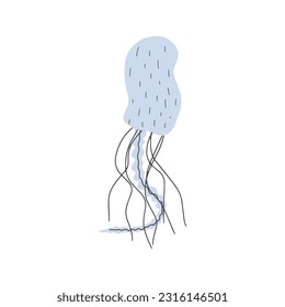 Jellyfish Character sea animal on deep background. Wild life illustration. Vector illustration.