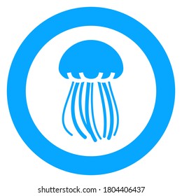 jellyfish, circle trendy icon on a white background