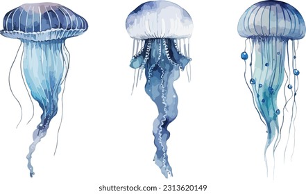 Jellyfish clipart, isolated vector illustration.
