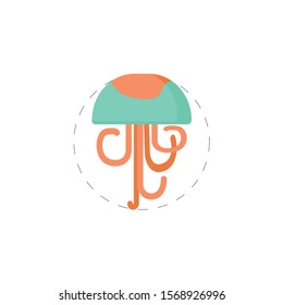 Jellyfish colorful vector flat icon. Jellyfish colorful vector flat icon. Jellyfish colorful vector flat icon. 