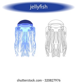 Jellyfish. Coloring book for children. Vector illustration. 