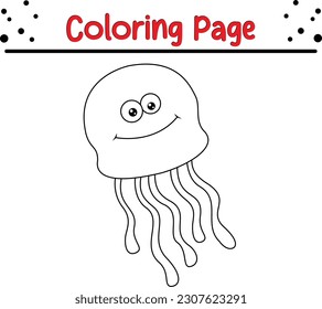  jellyfish coloring page for kids. sea animal coloring book for children