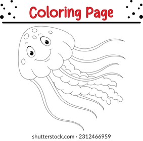  jellyfish coloring page.  Sea life collection. Sea inhabitants. Coloring book 
